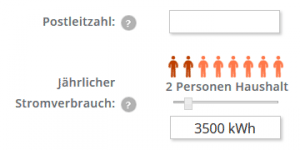 Geben Sie Ihre Postleitzahl und Ihren Jahresverbrauch ein