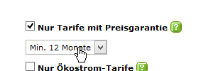 Wollen Sie nur Tarife mit Preisgarantie?