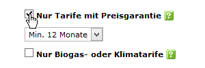 Preisgarantie beim Gasanbieter